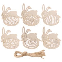 10 Sets Easter Rabbit Wooden Hanging Pendant Ornaments Wood Crafts Tags Decorative Pendants Easter Decorations Wholesale 2024 - buy cheap