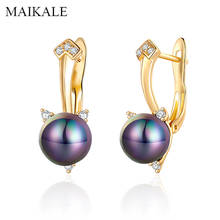 MAIKALE New Fashion Cubic Zirconia Stud Earrings with Pearl Beautiful Colorful Pearl Earrings for Women Fine Jewelry Girls Gifts 2024 - buy cheap