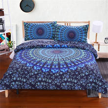 Conjunto de cama boêmio de mandala, casal azul e queen king, conjunto com capa de edredom e fronhas para casa, 3 peças 2024 - compre barato