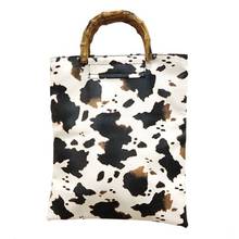 2020 new ins wind bag female retro milk cow pattern large capacity bamboo handbag fashion bolsa feminina torebki damskie 2024 - buy cheap
