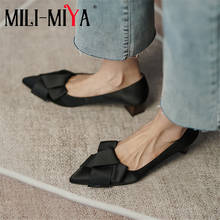 MILI-MIYA New Arrival Women Cotton Fabric Pointed Toe Pumps Low Square Heels Butterfly Knot Slip On Size 34-40 Shoes For Ladies 2024 - buy cheap