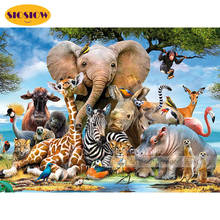 Pintura de diamante elefante 5d diy conjunto de animais de zoológico conjunto figura inteiramente quadrado broca redonda bordado ponto cruz decoração de mosaico presentes para casa 2024 - compre barato