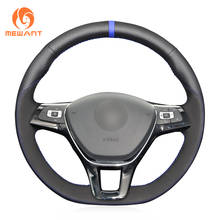 MEWANT Black Genuine Leather Steering Wheel Cover for Volkswagen VW Golf 7 Polo 5 Arteon Passat Tiguan T-Roc e-Golf 2013-2021 2024 - buy cheap