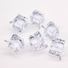 4pcs 20mm Transparent Square Earring Resin Charms Pendant Findings Diy Novelty 3D Keychain Necklace Pendants Jewelry Accessory 2024 - buy cheap