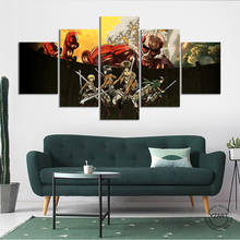 Pôster de anime de attack on titan, duas estampas de personagens de mangá, pintura a óleo para decoração de quarto, arte de parede 2024 - compre barato