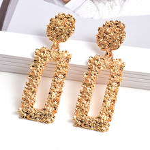 Rectangle Metal Gold Earrings Statement Hanging Dangle Eardrop ZA Hot Sell Geometric Jewelry For Women  Bijoux Wholesale 2024 - buy cheap