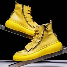 Hip Hop Dance Street White Chunky Sneakers Men Leather High Top Casual Shoes Men  Fashion Kanye West Tenis Masculino Adulto 2024 - buy cheap