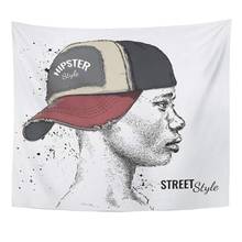 Advertise Black Vintage African Man in Baseball Cap Profile View Accessory Africa Tapestry Home Decor Wall Hanging for Living 2024 - buy cheap