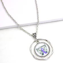 New Arrival Cancer Awareness Jewelry Cabochon Necklace Believe Purple Ribbon Awareness Pendant Necklace awareness Gifts 2024 - buy cheap