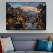 Pintura en lienzo, imágenes de paisaje, carteles de noche de ciudad, impresiones artísticas para decoración de sala de estar, decoración del hogar, imagen artística de pared 2024 - compra barato