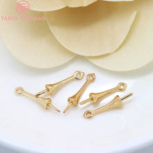 10PCS 16x3.5MM 24K Champagne Gold Color Plated Brass Half Pins Caps Half Hole Beads Caps High Quality Diy Jewelry Accessories 2024 - buy cheap