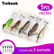 TREHOOK 5pcs Wobblers Popper Fishing Lures Top Water Crankbait Set of Wobblers for Fish Artificial Bait Hard Frog Lure Tackle 2024 - buy cheap