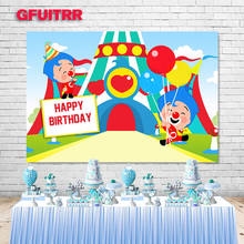 GFUITRR Plim Photography Backdrop Kids 1st Birthday Baby Shower Carnival Photo Background Blue Hair Vinyl Photo Booth Props 2024 - buy cheap