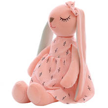 Boneca de orelhas longas de coelho, brinquedo infantil de pelúcia macia com orelhas fofas de desenho animado para crianças 2024 - compre barato