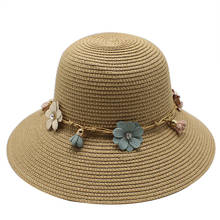 Летняя шляпа для женщин, соломенная шляпа, пляжная шляпа от солнца, женская шляпа с широкими полями UPF 50 + защита от солнца, Панама, Кепка с ветровым ремешком 2024 - купить недорого