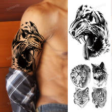 Аниме тату тигр лев Король волк большие водонепроницаемые Временные татуировки для мужчин женщин Имитация татуировки на руку плечи ноги боди-арт наклейка 2024 - купить недорого