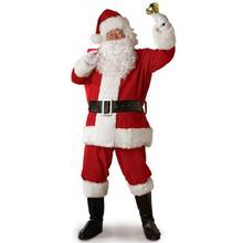 Adult Santa Claus Costume Suit Plush Father Fancy Clothes Xmas Cosplay Props Men Coat Pants Beard Belt Hat Christmas Full Set 2024 - buy cheap