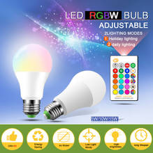 E27 RGB Led Bulb 5W 10W 15W Dimmable 16 Color Changing Magic Bulb GU10 8W AC 220V 110V RGB White IR Remote Control Night Light 2024 - купить недорого