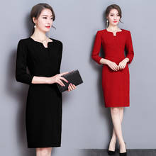 Vestido feminino vintage, elegante, para trabalho, negócios, formal, escritório, plus size, xxxl, 4xl, primavera, outono 2024 - compre barato