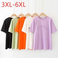 New 2021 Ladies Summer Plus Size Tops For Women Large Short Sleeve Loose Cotton Purple Letter O-neck T-shirt 3XL 4XL 5XL 6XL 2024 - buy cheap