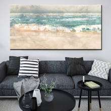 Pintura al óleo sobre lienzo de paisaje de Surf de playa abstracto moderno, carteles e impresiones, Cuadros, imágenes artísticas de pared para sala de estar 2024 - compra barato
