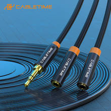 CABLETIME Audio 3.5mm Cable Jack Male to 2 Female 3.5mm Adapter Aux-Cord Cable for iPhone Samsung MP3 Player C101 2024 - buy cheap