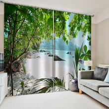 Modern Blackout 3D Curtain Beach Tree Landscape Curtains For Living Room Bedroom Window Treatment Printed Bathroom Curtain 2024 - buy cheap