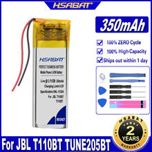 Hsabat t110bt 350mah bateria para jbl t110bt tune205bt t190bt t120 baterias de fone de ouvido 2024 - compre barato