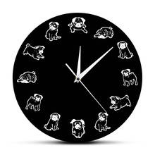 Funny Pug Dog Art Print Modern Wall Clock Puppy Breed Cartoon Humor Wall Clock Vet Office Veterinarian Decor Dog Pet Owner Gift 2024 - buy cheap