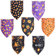 50pcs Halloween Dog Bandanas Pumpkin Skull Cotton Adjustable Pet Dogs Scarf Bandanas  Dog Accessories for Middle Large Dog 2024 - buy cheap