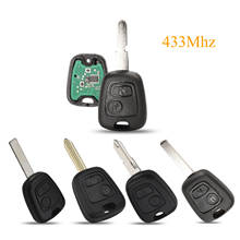 Kutery 10 pçs 2 botões remoto carro chave fob 433mhz id46 pcf7961 chip para peugeot 206 207 para citroen c2 c3 2024 - compre barato