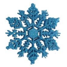 12 Uds brillo adornos navideños copos de nieve árbol de Navidad decoración colgante azul 2024 - compra barato