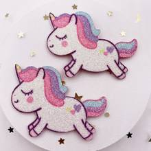 6PCS Felt Fabric Rainbow Lovely Glitter Unicorn Applique Wedding DIY Sewing Patch Hair Bow Accessories DIY Craft Supplies E248 2024 - buy cheap