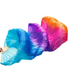 Abanicos de seda Real para danza del vientre, accesorios de baile de línea hechos a mano, bambú 100% Natural, 1 pieza 2024 - compra barato