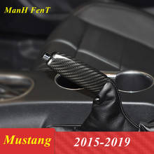 For Mustang Hard Real Carbon Fiber Interior Car HandBrake Hand Brake Grips Cover Trim 2015 2016 2017 2018 2019 2024 - buy cheap