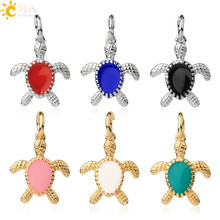 CSJA-abalorios de tortuga de Color dorado y plateado, colgantes de costura de esmalte para manualidades, fabricación de joyas, Micro pavé, cuentas CZ, S681 2024 - compra barato