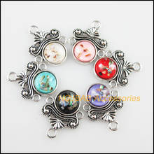 12 New Round Flower Resin Connectors Shivering Mixed Charms Tibetan Silver 18x23mm 2024 - buy cheap