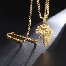 Africa Map Pendant Necklace Men's Necklace Ancient Egyptian Sun God Eye of Horus Pattern Pendant Necklace Accessories Jewelry 2024 - buy cheap