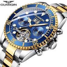 Guanqin-relógios masculinos de aço inoxidável, relógios mecânicos automáticos da moda, marca de luxo, negócios, data, semana, à prova d'água 2024 - compre barato