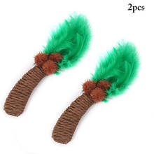 2pcs Chocolate & Green Cat Scratch Toy Artificial Feather Ball Palm Tree Cat Toy Cat Interactive Teaser Toy Pet Supplies 2024 - buy cheap