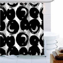 Black White Geometry Handmade Patterns Shower Curtain Waterproof Mildew Proof Bath Curtain Polyester Fabric Bathroom Curtain 2024 - buy cheap