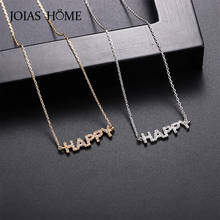 JoiasHome Silver 925 Jewelry Letter Necklace Happy Clavicle Chain Women's Zircon Micro Inlaid Birthday Accessories Female Gift 2024 - buy cheap