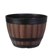 Resin Whiskey Barrel Flower Pot Round Planter Vintage Style Indoor Outdoor Garden Yard Patio Garden Pots & Planters LBShipping 2024 - buy cheap