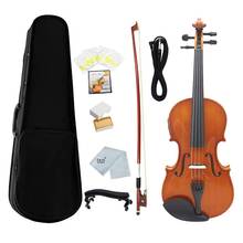 Kit de violino elétrico 4/4 tamanhos completos, madeira sólida, com caixa de arco, descanso de ombro, cabo de resina, cordas, pano limpo 2024 - compre barato