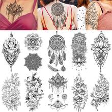 Black Henna Temporary Tattoos For Women Mandala Flower Tattoo Stickers Lace Fake Body Arm Art tatoos, one unit 2024 - buy cheap