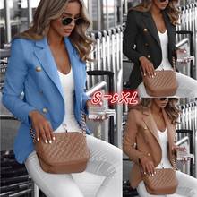 Spring Autumn Long Sleeve Double Breasted Clothes Women Solid Collar Suit Coat Leisure Business Office Blazer 2024 - buy cheap