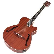 F hole-guitarra acústica marrom com 6 cordas, corpo de madeira sapele fundido, acabamento fosco, cores cromadas 2024 - compre barato