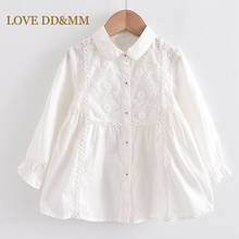 LOVE DD & MM-camisas de manga larga para niñas, Tops con bordado hueco de flores, Blusa de encaje dulce, disfraces informales para bebés 2024 - compra barato