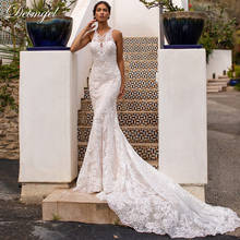 Detmgel Gorgeous Appliques Court Train Lace Mermaid Wedding Dress New Charming V-Neck Button Trumpet Wedding Gown Plus Size 2024 - buy cheap