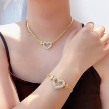 Funmode новая обувь с красивым рисунком сердца; Пара дизайн ожерелье браслет золотой Цвет набор украшений для женщин оптом FS158 2024 - купить недорого